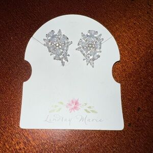 bridal stud earrings formal jewelry cz silver